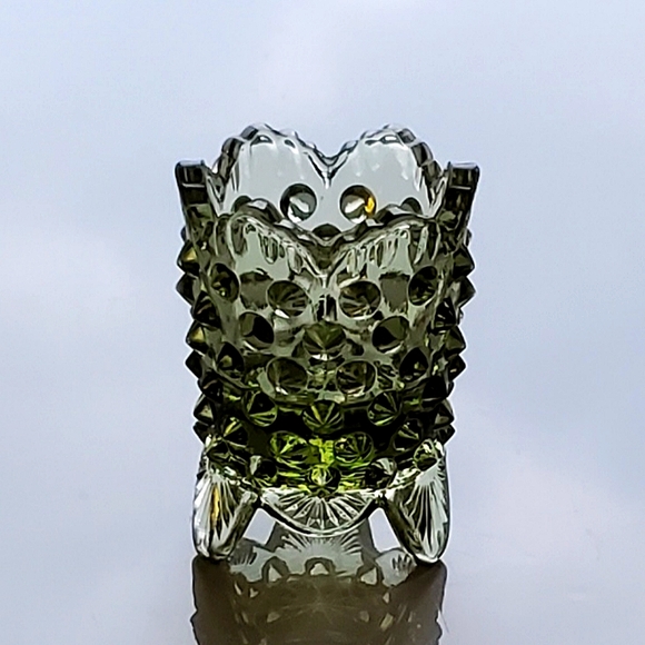 Vntg Fenton Green Hobnail Toothpick Holder / Decor Accent - Picture 3 of 10
